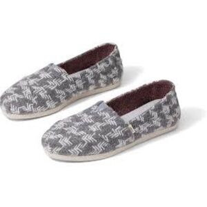Women’s Toms Woven Check Print Grey White Alpargata Slip On Shoes 6 US!